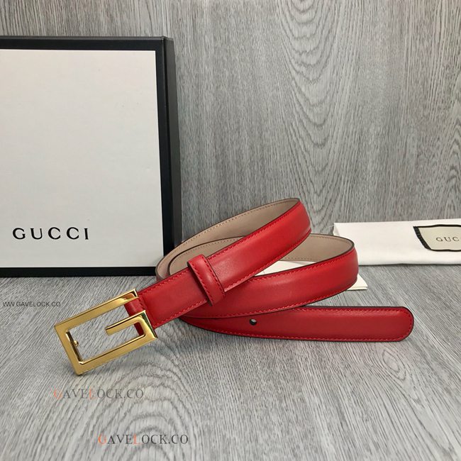 Gucci Slim Red Leather Belt Interlocking Buckle For Women Gucci Slim Red Leather Belt Interlocking Buckle For Women